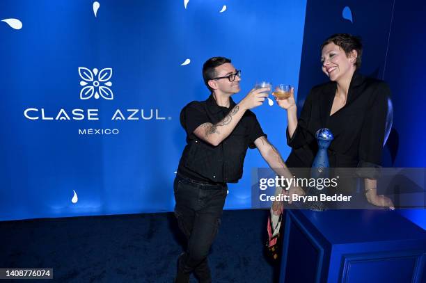 Christian Siriano and Maggie Gyllenhaal at the Clase Azul Mexico Loft in Brooklyn to celebrate the launch of the new 25 Aniversario Limited Edition...