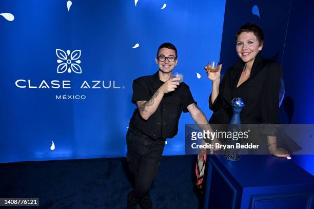 Christian Siriano and Maggie Gyllenhaal at the Clase Azul Mexico Loft in Brooklyn to celebrate the launch of the new 25 Aniversario Limited Edition...