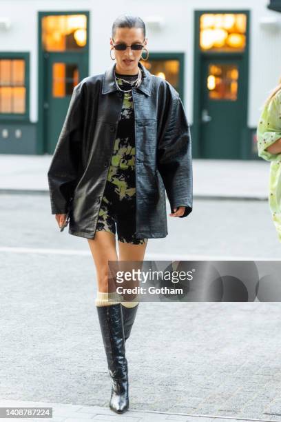 Bella Hadid is seen in the South Street Seaport on July 14, 2022 in New York City.