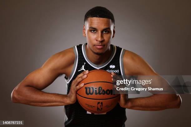 Keegan Murray of the Sacramento Kings poses during the 2022 NBA Rookie Portraits at UNLV on July 14, 2022 in Las Vegas, Nevada. NOTE TO USER: User...