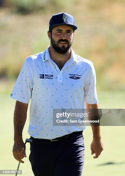 Mark Hubbard of the United States walks from the 17th tee during the first round of the Barracuda Championship at Tahoe Mountain Club on July 14,...