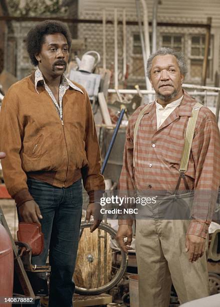 Guest in the Yard" Episode 12 -- Aired 12/8/72 -- Pictured: Demond Wilson as Lamont Sanford, Redd Foxx as Fred G. Sanford -- Photo by: NBCU Photo Bank