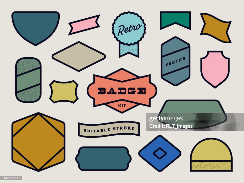 Retro Geometric Badge Set — Vector Asset Pack
