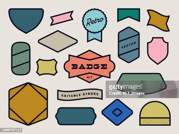retro geometric badge set  — vector asset pack - badge stock illustrations