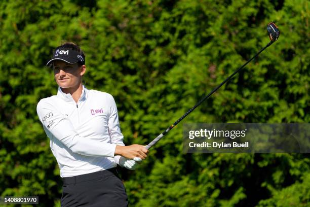 Anne van Dam of the Netherlands plays her shot from the sixth tee during the second round of the Dow Great Lakes Bay Invitational at Midland Country...