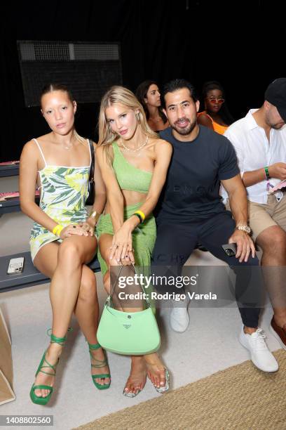 Olivia Ponton, Joy Corrigan and Mehran Moghaddam attend the front row for Abyss By Abby 2023 Collection during Paraiso Miami Beach at The Paraiso...