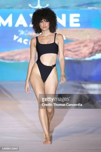 Model walks the runway for Maxine during DC Miami Swim Week: The Shows powered by DCSW at SLS South Beach on July 14, 2022 in Miami Beach, Florida.