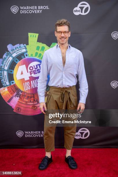 Barrett Foa attends the 2022 Outfest Los Angeles LGBTQ+ film festival opening night of Billy Porter's 'Anything's Possible' at The Orpheum Theatre on...