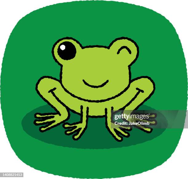 cute frog doodle 7 - green tree frog stock illustrations