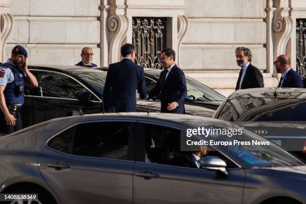 The acting president of the Junta de Andalucia, Juanma Moreno , on his arrival at the third State tribute to the victims of the coronavirus pandemic,...
