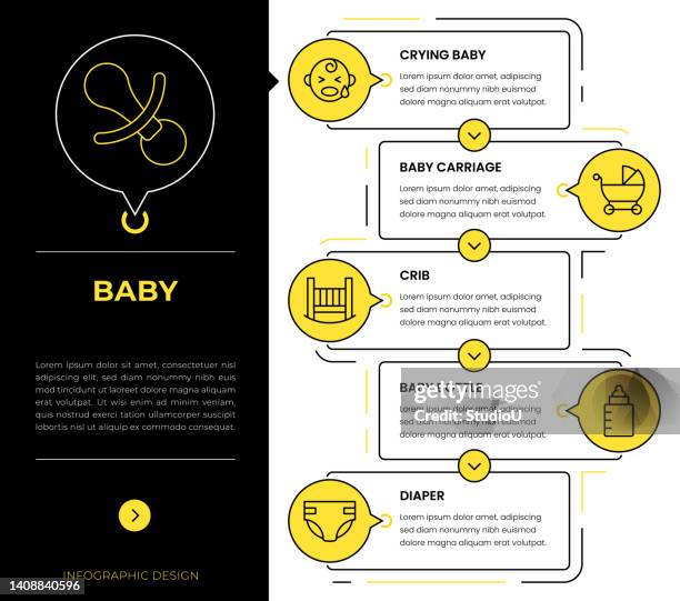 baby infographic concept vectors - changing nappy stock illustrations