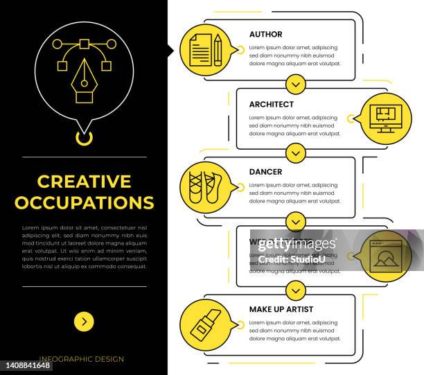 creative occupations infographic concept vectors - carpenter pencil stock illustrations