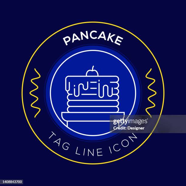 pancake circle badge, modern logo vector icon design line style - stack of plates stock illustrations