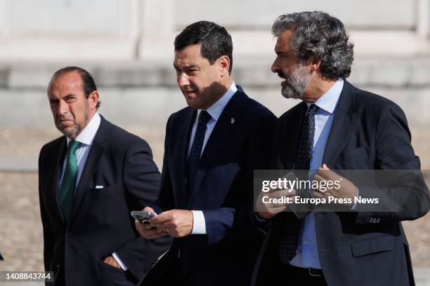 The acting president of the Junta de Andalucia, Juanma Moreno , at the third State tribute to the victims of the coronavirus pandemic, in the Plaza...