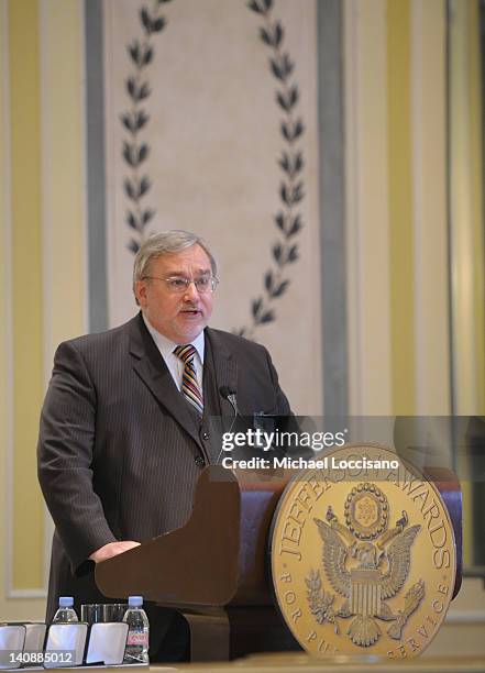 Robert Provost of the Star Ledger addresses the audience during the 2012 Jefferson awards for public service at The Pierre Hotel on March 6, 2012 in...