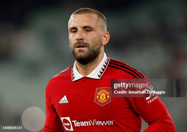 Luke Shaw of Manchester United in action during the Pre-Season friendly match between Melbourne Victory and Manchester United at Melbourne Cricket...