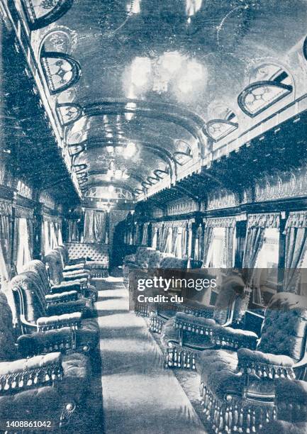 pullman luxury rail car salon santa maria - ceiling stock illustrations