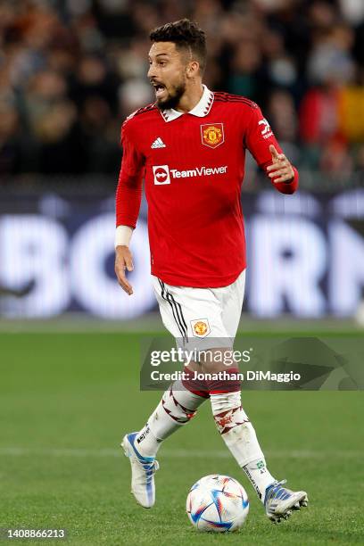 Alex Telles of Manchester United in action during the Pre-Season friendly match between Melbourne Victory and Manchester United at Melbourne Cricket...