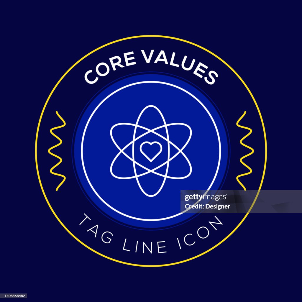 Core Values Circle Badge, Modern Logo Vector Icon Design Line Style