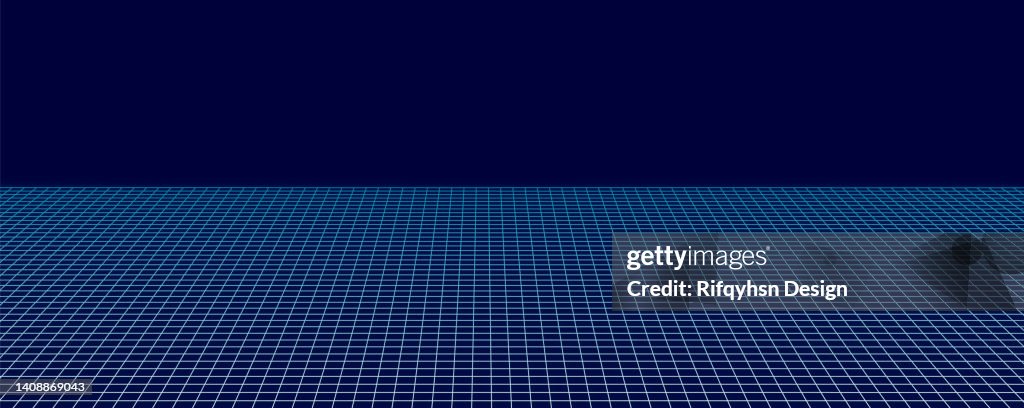 Perspective 3D Grid. Screen Graph Paper Sheet. Texture Template.