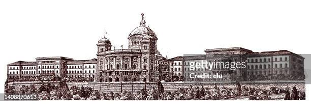bern, switzerland, parliament building - bern canton stock illustrations