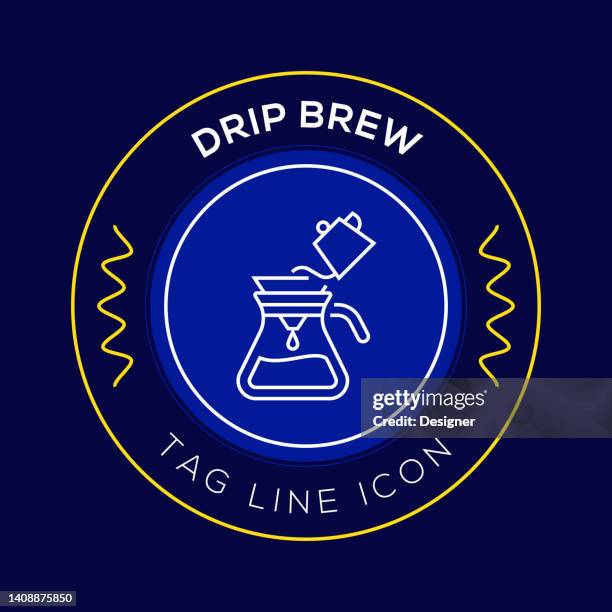 drip brew circle badge, modern logo vector icon design line style - brewing logo stock illustrations
