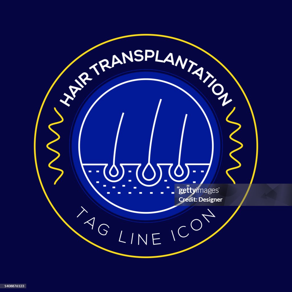 Haartransplantation Kreis Abzeichen, modernes Logo Vektor Icon Design Line Stil