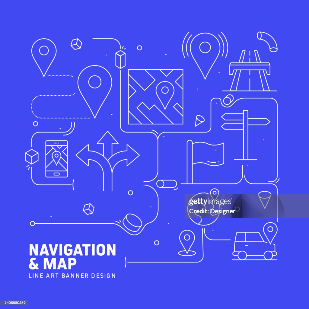 Navigation Guide Style Navigation And Map Related Line Style Banner Design For Web Page ...