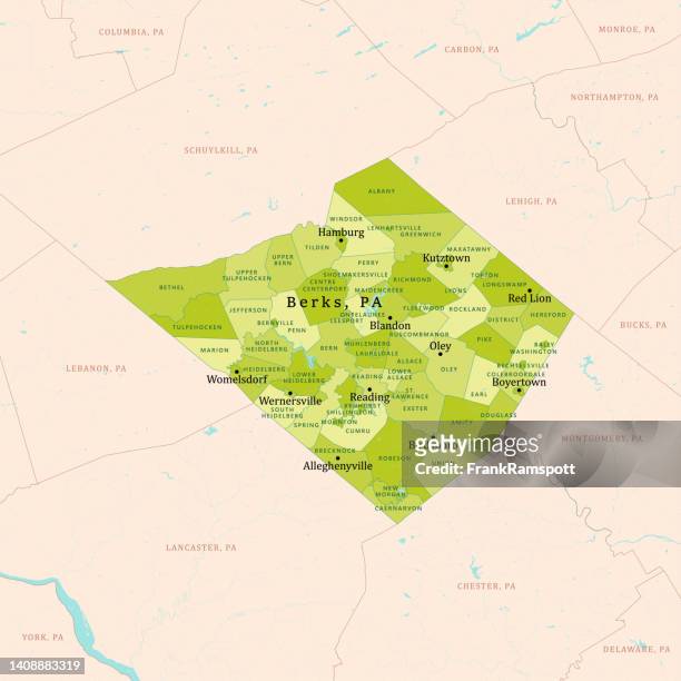 pa berks county vector map green - reading pennsylvania stock illustrations