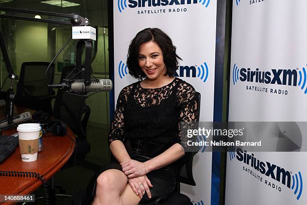 Actress Lynn Collins visits SiriusXM Studio on March 7, 2012 in New York City.