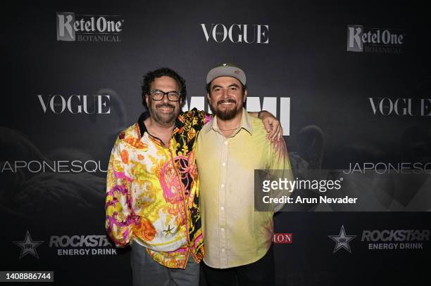 Senior Editor Vogue José R Forteza and Fernando Alberto attend Miami Swim powered by Art Hearts Fashion - Noche Vogue After Party on July 14, 2022 in...