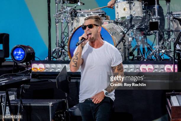 Vocalist Ryan Tedder of OneRepublic performs on ABC's "Good Morning America" at Rumsey Playfield, Central Park on July 15, 2022 in New York City.