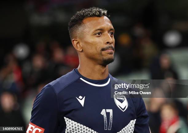 Nani of the Victory is seen after the Pre-Season friendly match between Melbourne Victory and Manchester United at Melbourne Cricket Ground on July...