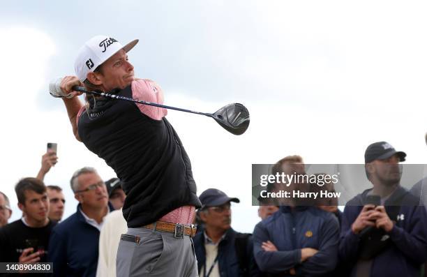 Cameron Smith of Australia tees off the 10th hole during Day Two of The 150th Open at St Andrews Old Course on July 15, 2022 in St Andrews, Scotland.