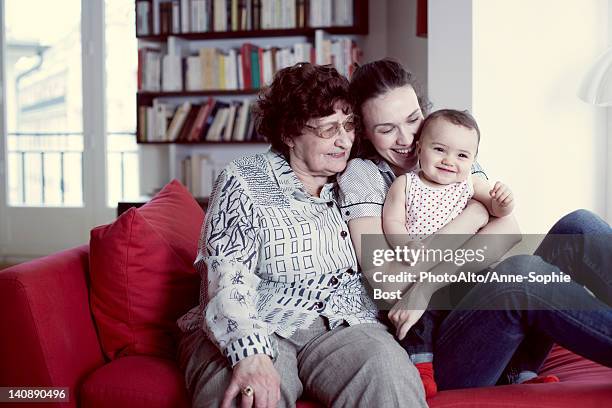 grandmother, mother and baby girl, portrait - anne sophie mutter stock-fotos und bilder