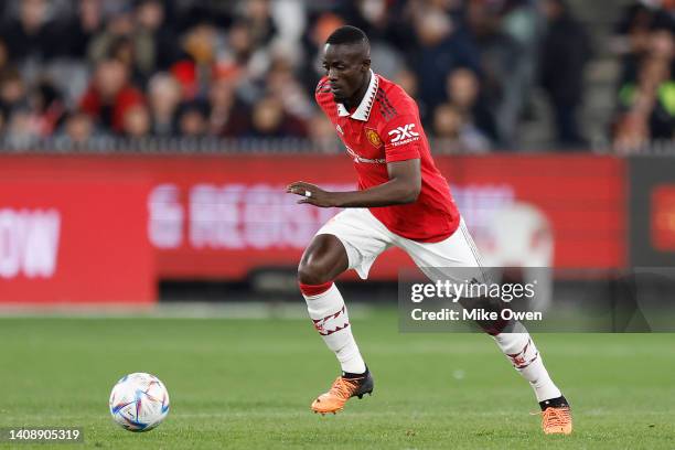 Eric Bailly of Manchester United runs with the ball during the Pre-Season friendly match between Melbourne Victory and Manchester United at Melbourne...