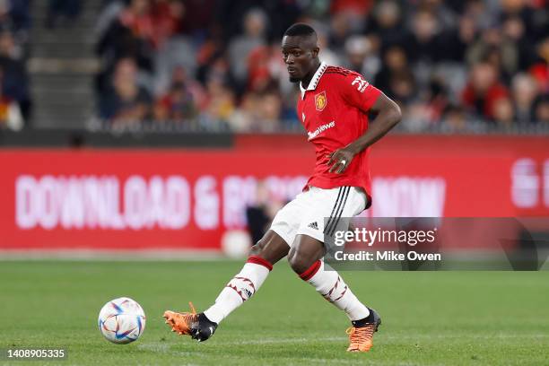 Eric Bailly of Manchester United passes the ball during the Pre-Season friendly match between Melbourne Victory and Manchester United at Melbourne...