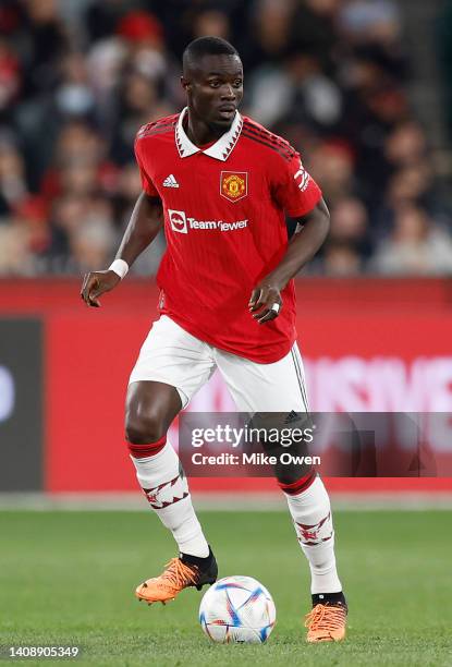 Eric Bailly of Manchester United runs with the ball during the Pre-Season friendly match between Melbourne Victory and Manchester United at Melbourne...