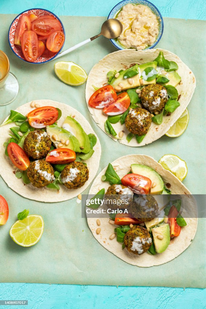 Falafel in tacos