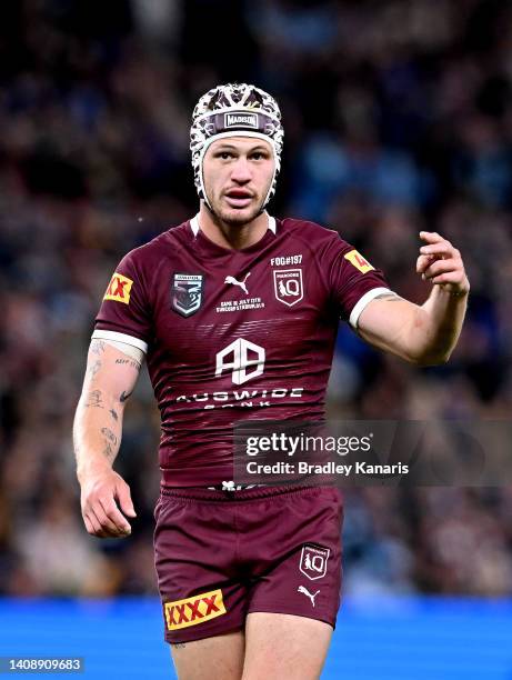 Kalyn Ponga of Queensland during game three of the State of Origin Series between the Queensland Maroons and the New South Wales Blues at Suncorp...