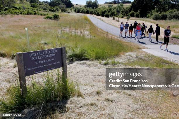 Hikers take a stroll on the path around the Stanford dish on Sunday, May 23 where habitat is being preserved for the endangered tiger salamandar....