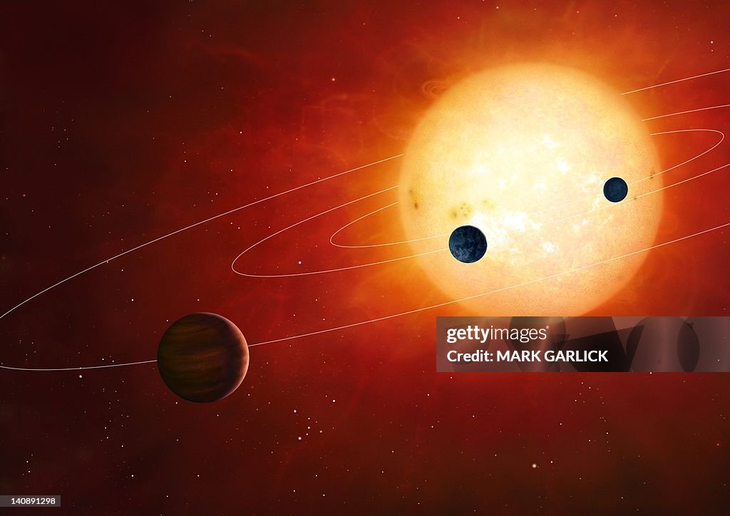 Artwork of exoplanets around nearby star