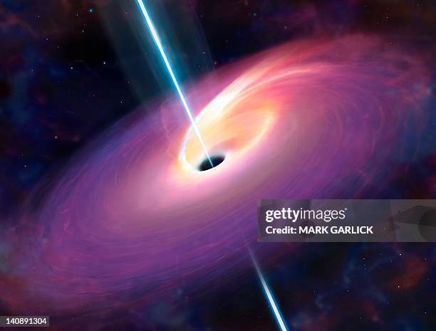 accretion by a supermassive black hole - black hole stock illustrations