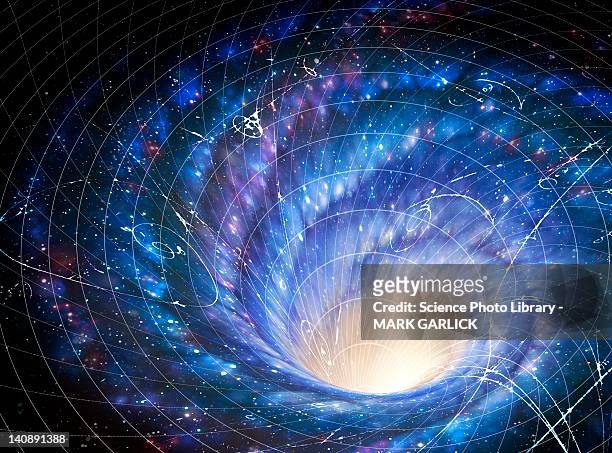 artwork of a galaxy as whirlpool in space - gravitational field stock illustrations