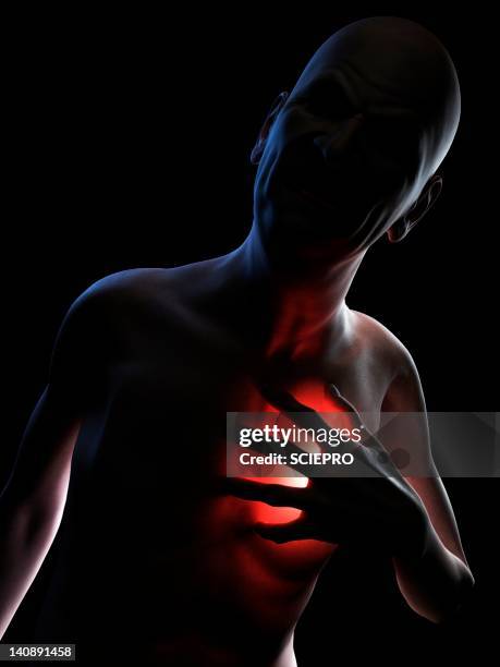 heart attack, conceptual artwork - chest pain stock illustrations