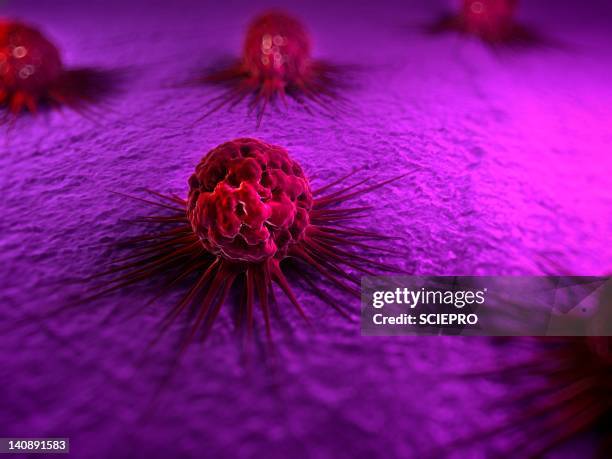 ilustraciones, imágenes clip art, dibujos animados e iconos de stock de cancer cells, artwork - célula cancerígena de animal