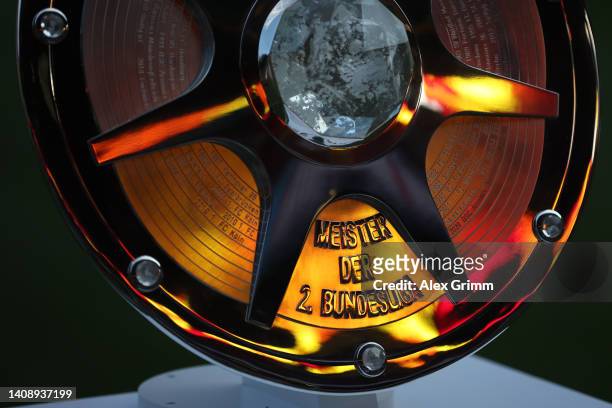 Detailed view of the Championship trophy prior to the Second Bundesliga match between 1. FC Kaiserslautern and Hannover 96 at Fritz-Walter-Stadion on...