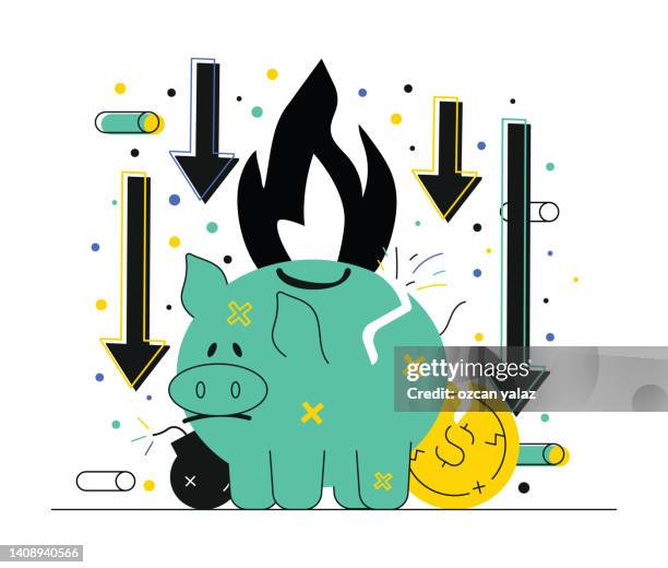 stockillustraties, clipart, cartoons en iconen met global economic crisis - smart numbers office