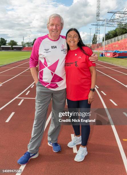 Batonbearer Sir Brendan Foster, with Olympian Angela Gilmour, during the Birmingham 2022 Queen's Baton Relay on July 15, 2022 at Gateshead, United...