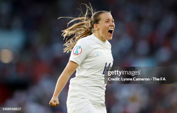 Fran Kirby of England celebrates after scoring their team's first goal during the UEFA Women's Euro 2022 group A match between Northern Ireland and...